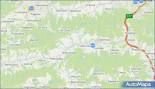 mapa Trzebunia, Trzebunia na mapie Targeo