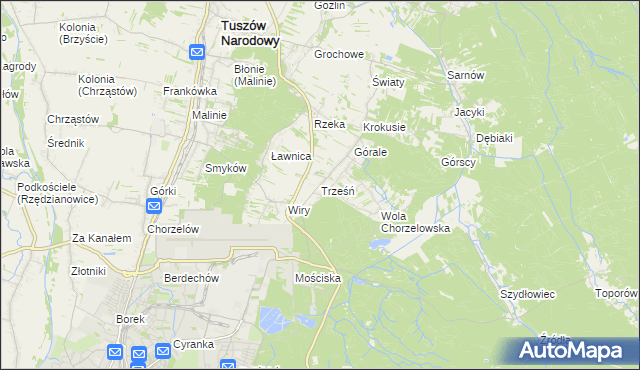 mapa Trześń gmina Mielec, Trześń gmina Mielec na mapie Targeo