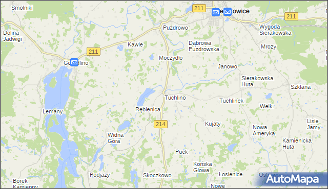 mapa Tuchlino, Tuchlino na mapie Targeo