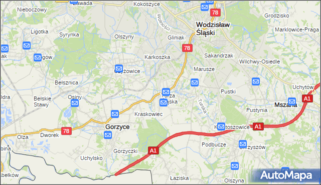 mapa Turza Śląska, Turza Śląska na mapie Targeo