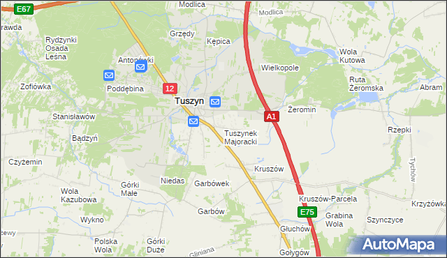 mapa Tuszynek Majoracki, Tuszynek Majoracki na mapie Targeo