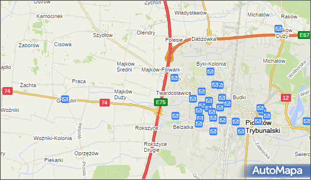 mapa Twardosławice, Twardosławice na mapie Targeo