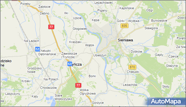 mapa Ubieszyn, Ubieszyn na mapie Targeo