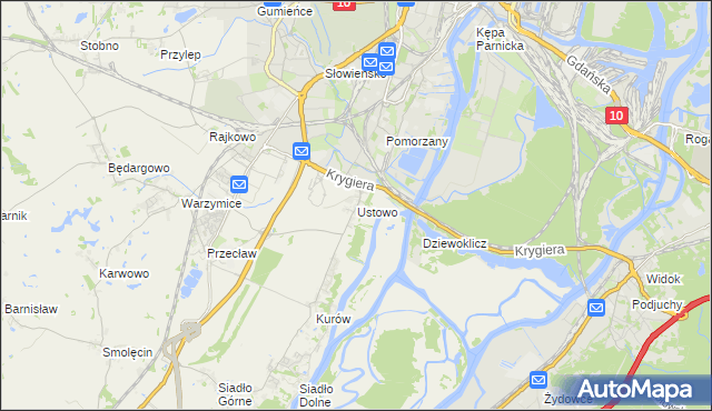 mapa Ustowo, Ustowo na mapie Targeo