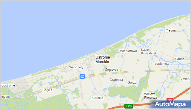 mapa Ustronie Morskie, Ustronie Morskie na mapie Targeo