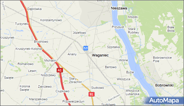 mapa Waganiec, Waganiec na mapie Targeo