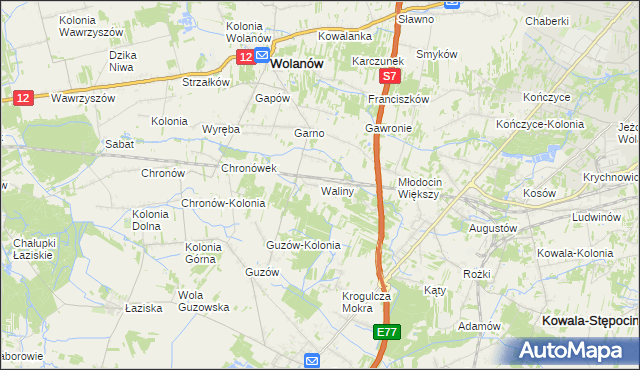 mapa Waliny, Waliny na mapie Targeo