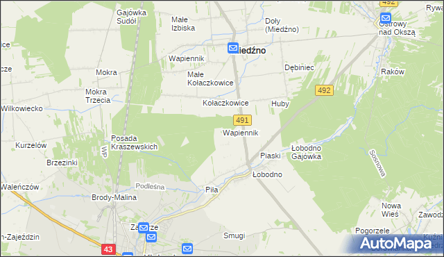 mapa Wapiennik gmina Kłobuck, Wapiennik gmina Kłobuck na mapie Targeo