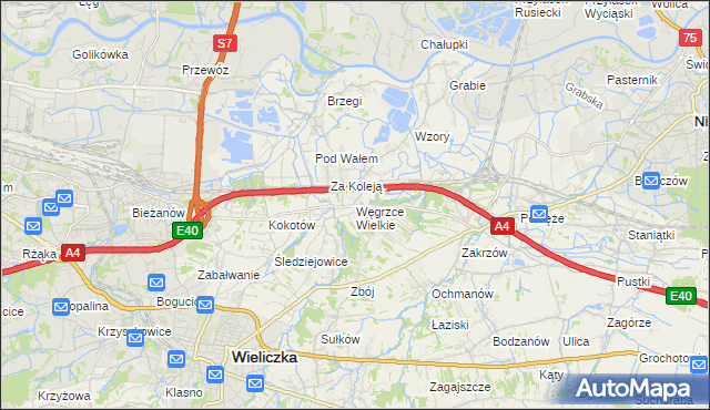 mapa Węgrzce Wielkie, Węgrzce Wielkie na mapie Targeo