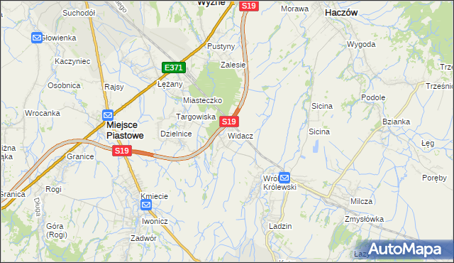 mapa Widacz gmina Miejsce Piastowe, Widacz gmina Miejsce Piastowe na mapie Targeo