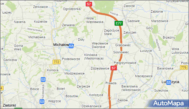 mapa Więcławice Stare, Więcławice Stare na mapie Targeo