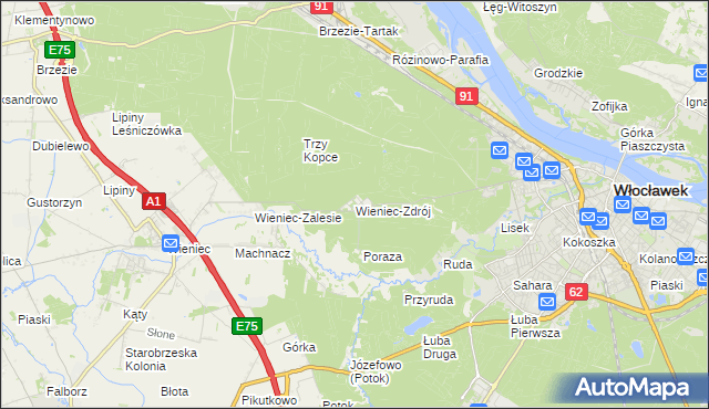 mapa Wieniec-Zdrój, Wieniec-Zdrój na mapie Targeo