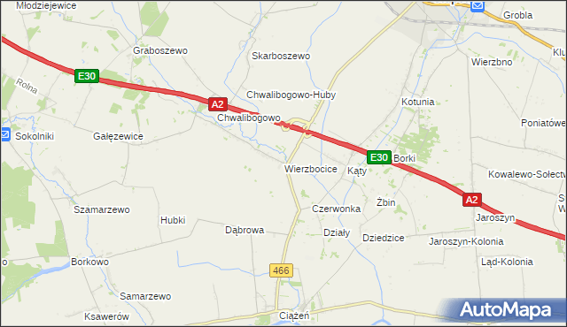 mapa Wierzbocice, Wierzbocice na mapie Targeo