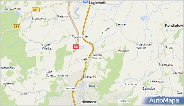 mapa Wilków Wielki, Wilków Wielki na mapie Targeo