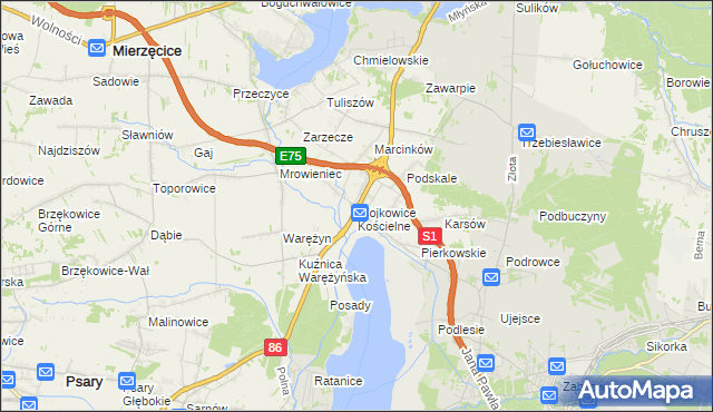 mapa Wojkowice Kościelne, Wojkowice Kościelne na mapie Targeo