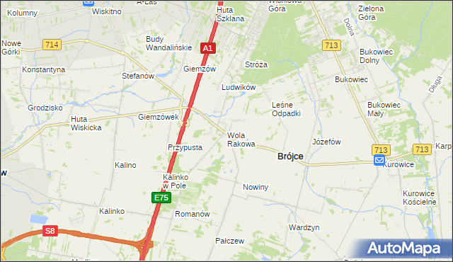 mapa Wola Rakowa, Wola Rakowa na mapie Targeo