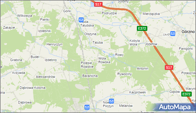 mapa Wola Rowska, Wola Rowska na mapie Targeo
