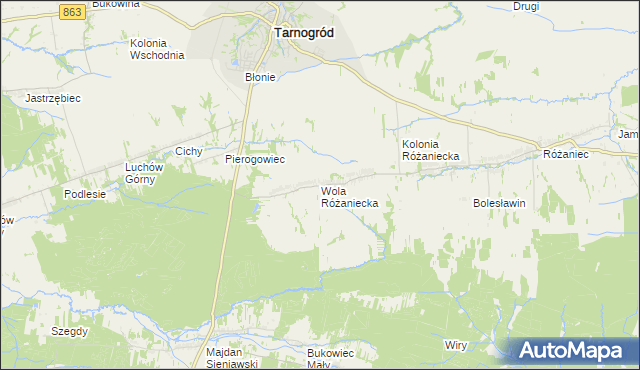 mapa Wola Różaniecka, Wola Różaniecka na mapie Targeo