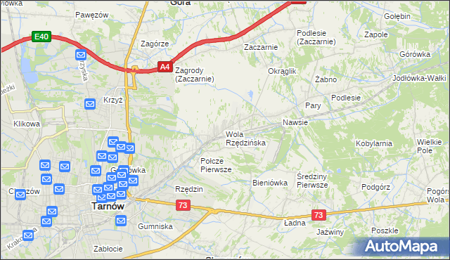 mapa Wola Rzędzińska, Wola Rzędzińska na mapie Targeo