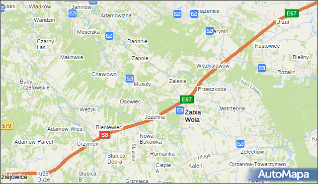 mapa Wycinki Osowskie, Wycinki Osowskie na mapie Targeo