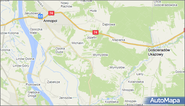 mapa Wymysłów gmina Annopol, Wymysłów gmina Annopol na mapie Targeo