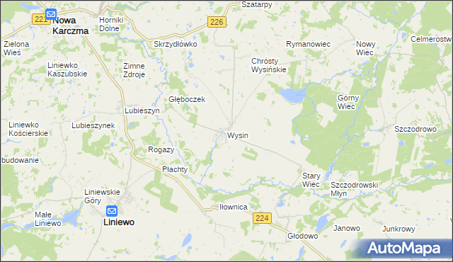 mapa Wysin, Wysin na mapie Targeo