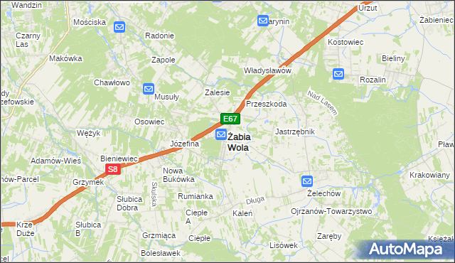 mapa Żabia Wola powiat grodziski, Żabia Wola powiat grodziski na mapie Targeo