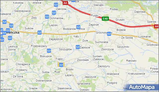 mapa Zabłocie gmina Biskupice, Zabłocie gmina Biskupice na mapie Targeo