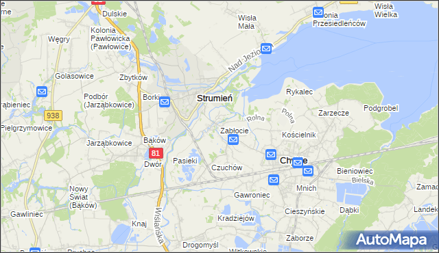 mapa Zabłocie gmina Strumień, Zabłocie gmina Strumień na mapie Targeo