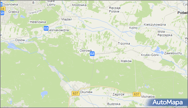 mapa Zabraniec, Zabraniec na mapie Targeo