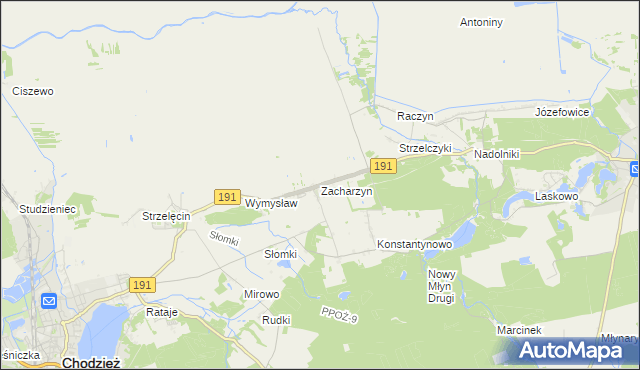 mapa Zacharzyn, Zacharzyn na mapie Targeo