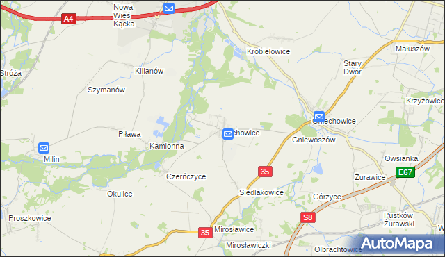 mapa Zachowice, Zachowice na mapie Targeo