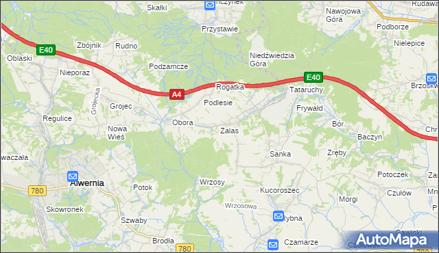 mapa Zalas gmina Krzeszowice, Zalas gmina Krzeszowice na mapie Targeo