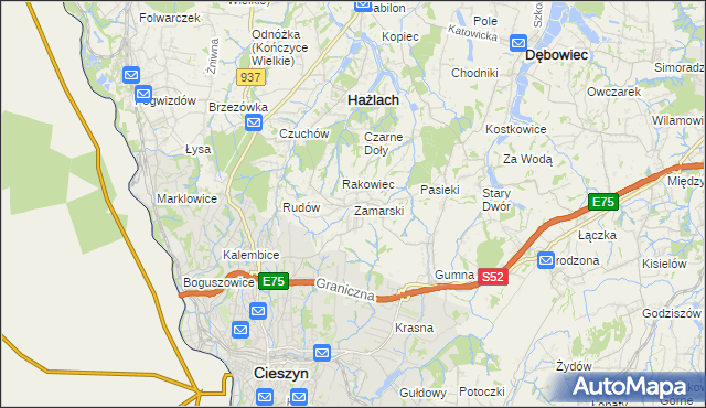 mapa Zamarski, Zamarski na mapie Targeo