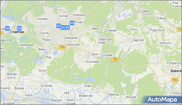 mapa Żarki gmina Libiąż, Żarki gmina Libiąż na mapie Targeo