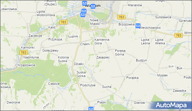 mapa Zasępiec, Zasępiec na mapie Targeo