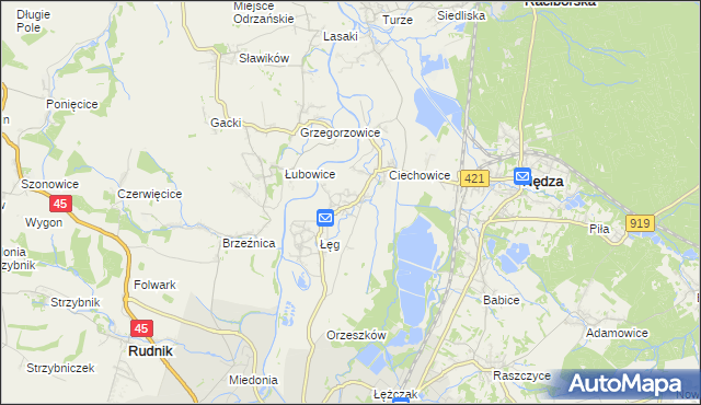 mapa Zawada Książęca, Zawada Książęca na mapie Targeo