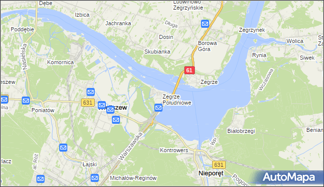 mapa Zegrze Południowe, Zegrze Południowe na mapie Targeo