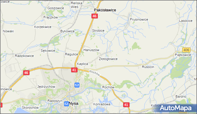 mapa Złotogłowice, Złotogłowice na mapie Targeo