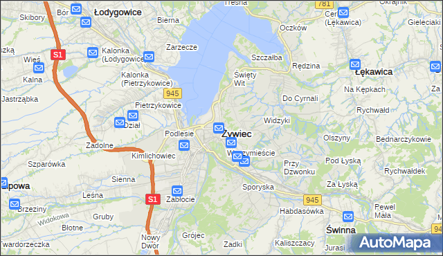 mapa Żywiec, Żywiec na mapie Targeo