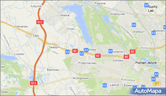 mapa Baranowo gmina Tarnowo Podgórne, Baranowo gmina Tarnowo Podgórne na mapie Targeo