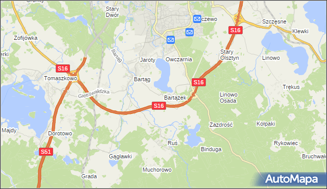mapa Bartążek, Bartążek na mapie Targeo