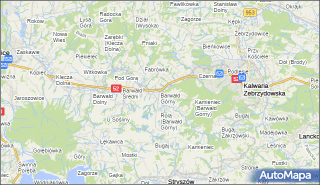 mapa Barwałd Górny, Barwałd Górny na mapie Targeo