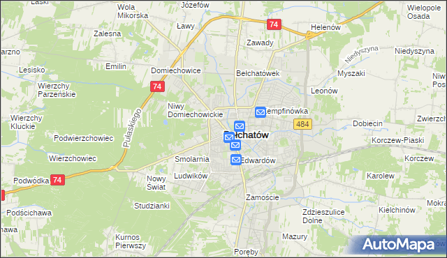 mapa Bełchatów, Bełchatów na mapie Targeo
