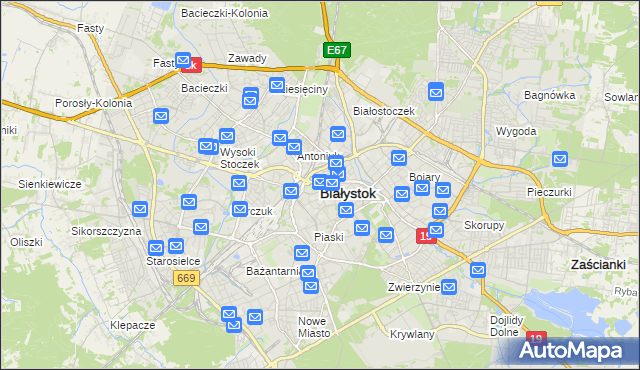mapa Białegostoku, Białystok na mapie Targeo