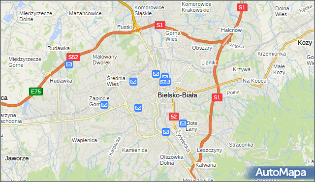 mapa Bielsko-Białej, Bielsko-Biała na mapie Targeo