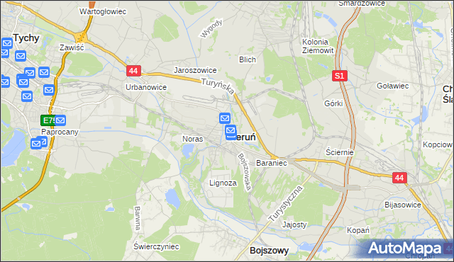 mapa Bieruń, Bieruń na mapie Targeo