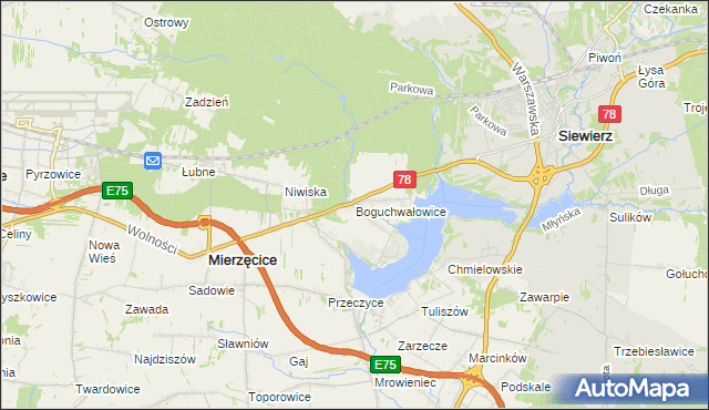 mapa Boguchwałowice, Boguchwałowice na mapie Targeo