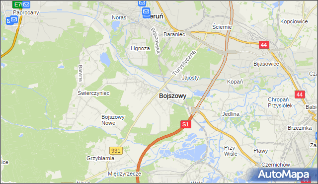 mapa Bojszowy, Bojszowy na mapie Targeo