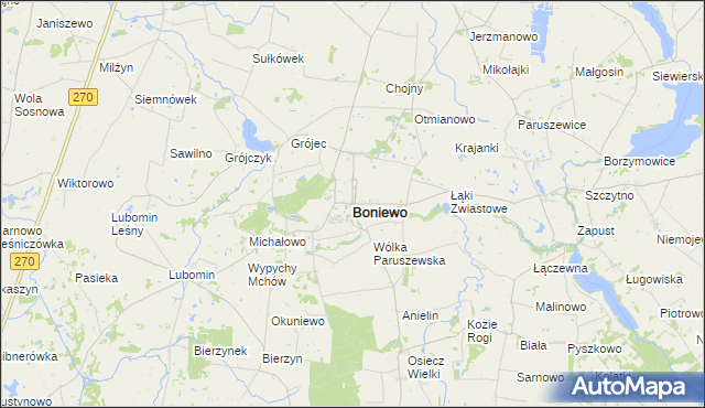 mapa Boniewo powiat włocławski, Boniewo powiat włocławski na mapie Targeo